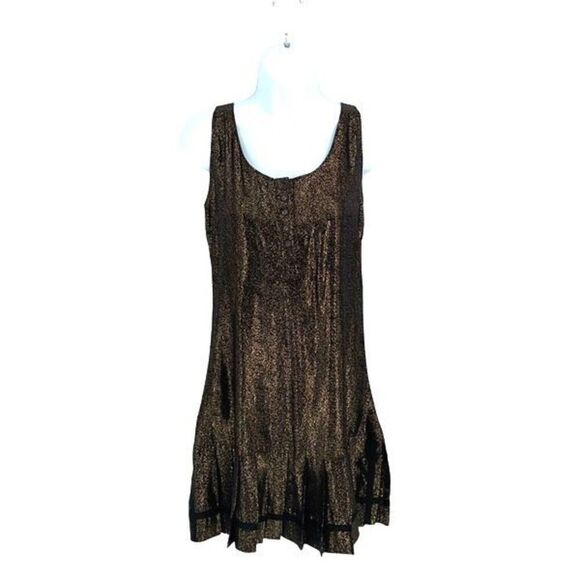 Dallin Chase Womens Shimmering Sleeveless Pleated Mini Dress Gold Size 8 - Picture 1 of 9